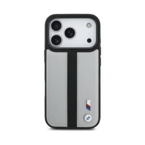 Coque iPhone 17 Pro BMW M Perforated Stripe Logo MagSafe grise — visuel 3