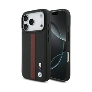 Coque iPhone 17 Pro BMW M Perforated Stripe Logo MagSafe rouge