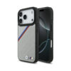 Coque iPhone 17 Pro BMW M Tricolor Metal Logo MagSafe grise