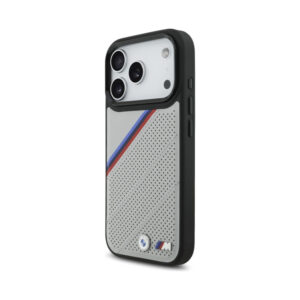 Coque iPhone 17 Pro BMW M Tricolor Metal Logo MagSafe grise — visuel 2