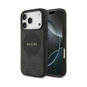 Coque iPhone 17 Pro Guess 4G Circle Classic Logo MagSafe – Case noire