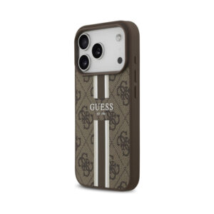 Coque iPhone 17 Pro Guess 4G Printed Stripes MagSafe brune — visuel 2