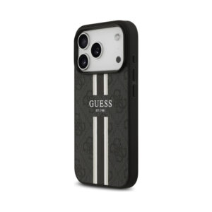Coque iPhone 17 Pro Guess 4G Printed Stripes MagSafe noire — visuel 2