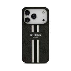 Coque iPhone 17 Pro Guess 4G Printed Stripes MagSafe noire — visuel 3