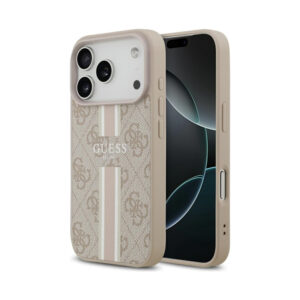 Coque iPhone 17 Pro Guess 4G Printed Stripes MagSafe rose
