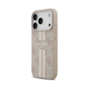 Coque iPhone 17 Pro Guess 4G Printed Stripes MagSafe rose — visuel 2
