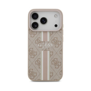Coque iPhone 17 Pro Guess 4G Printed Stripes MagSafe rose — visuel 3