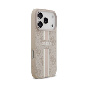 Coque iPhone 17 Pro Guess 4G Printed Stripes MagSafe rose — visuel 4