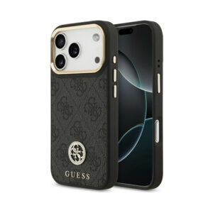 Coque iPhone 17 Pro Guess 4G Strass Logo MagSafe noire