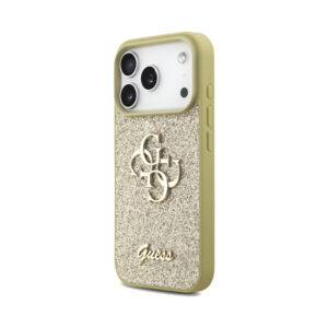 Coque iPhone 17 Pro Guess Fixed Glitter Big 4G dorée — visuel 2