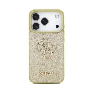 Coque iPhone 17 Pro Guess Fixed Glitter Big 4G dorée — visuel 3