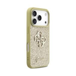 Coque iPhone 17 Pro Guess Fixed Glitter Big 4G dorée — visuel 4