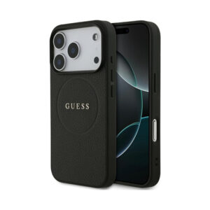 Coque iPhone 17 Pro Guess Grained Ring MagSafe noire
