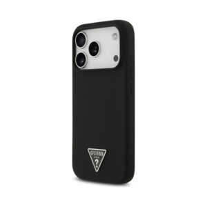 Coque iPhone 17 Pro Guess Silicone Triangle Logo MagSafe noire — visuel 2