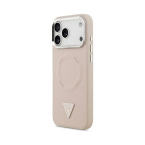 Coque iPhone 17 Pro Guess Triangle Logo MagSafe rose — visuel 2