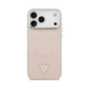 Coque iPhone 17 Pro Guess Triangle Logo MagSafe rose — visuel 3
