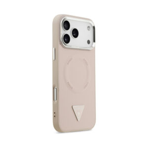 Coque iPhone 17 Pro Guess Triangle Logo MagSafe rose — visuel 4