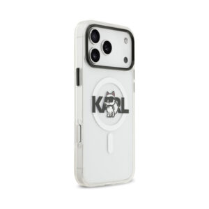 Coque iPhone 17 Pro Karl Lagerfeld IML Choupette Sketch Logo MagSafe transparente — visuel 4