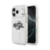 Coque iPhone 17 Pro Karl Lagerfeld IML Glitter Karl & Choupette Sketch Logo MagSafe transparente