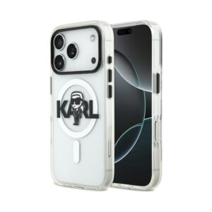 Coque iPhone 17 Pro Karl Lagerfeld IML Karl Sketch Logo MagSafe transparente