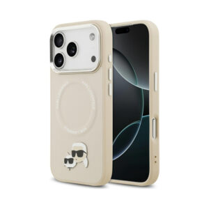 Coque iPhone 17 Pro Karl Lagerfeld Karl & Choupette Pins MagSafe beige