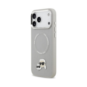 Coque iPhone 17 Pro Karl Lagerfeld Karl & Choupette Pins MagSafe grise — visuel 2
