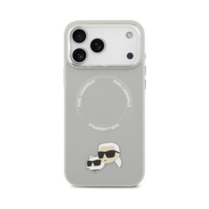 Coque iPhone 17 Pro Karl Lagerfeld Karl & Choupette Pins MagSafe grise — visuel 3