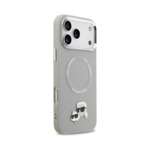 Coque iPhone 17 Pro Karl Lagerfeld Karl & Choupette Pins MagSafe grise — visuel 4