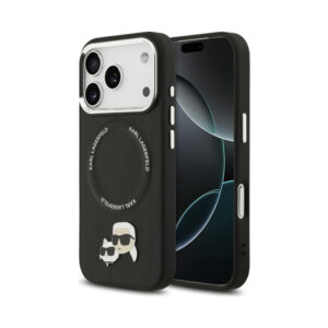 Coque iPhone 17 Pro Karl Lagerfeld Karl & Choupette Pins MagSafe noire
