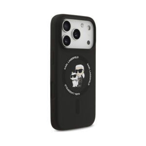 Coque iPhone 17 Pro Karl Lagerfeld Silicone Karl & Choupette Ring MagSafe noire — visuel 4