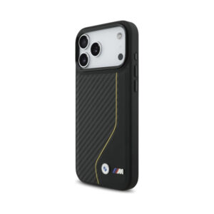 Coque iPhone 17 Pro Max BMW M Carbon Line & Logo MagSafe jaune — visuel 2