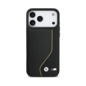 Coque iPhone 17 Pro Max BMW M Carbon Line & Logo MagSafe jaune — visuel 3