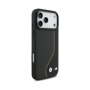 Coque iPhone 17 Pro Max BMW M Carbon Line & Logo MagSafe jaune — visuel 4
