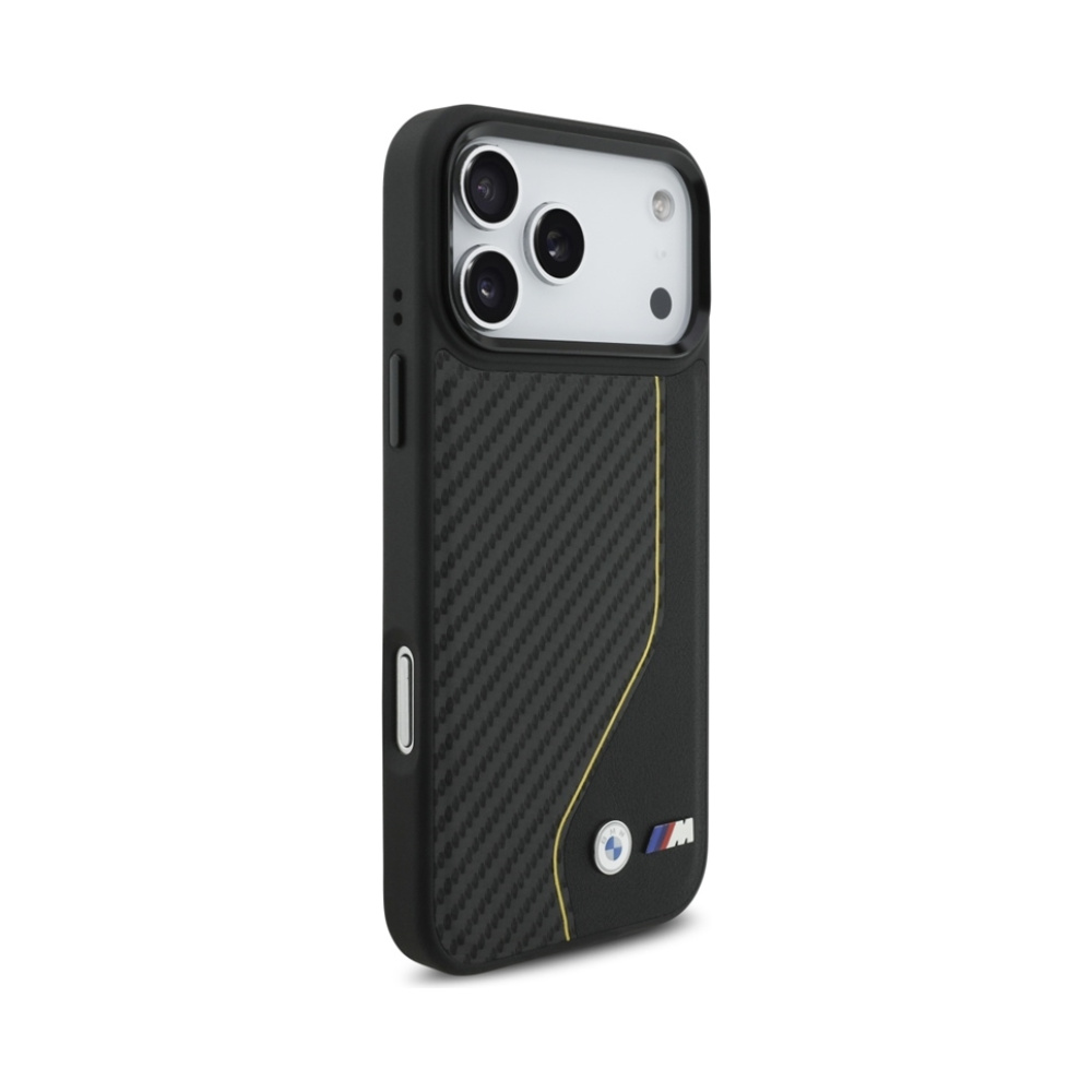 Coque iPhone 17 Pro Max BMW M Carbon Line & Logo MagSafe jaune — visuel 4