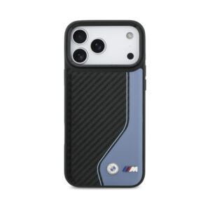 Coque iPhone 17 Pro Max BMW M Carbon Logo MagSafe bleue — visuel 3