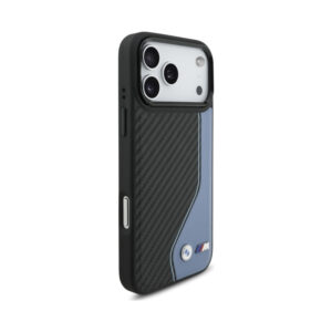 Coque iPhone 17 Pro Max BMW M Carbon Logo MagSafe bleue — visuel 4