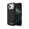 Coque iPhone 17 Pro Max BMW M Carbon Tricolor Line MagSafe noire