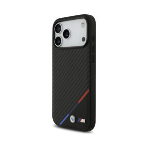 Coque iPhone 17 Pro Max BMW M Carbon Tricolor Line MagSafe noire — visuel 2