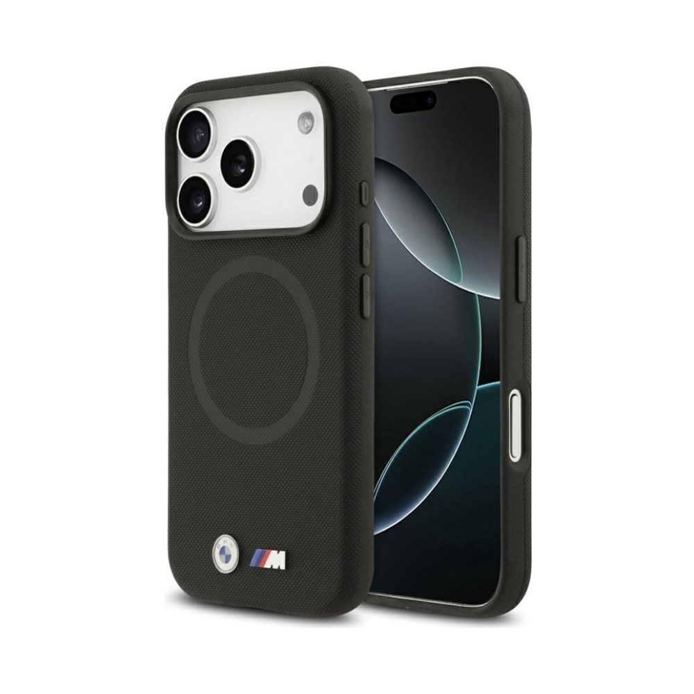 Coque iPhone 17 Pro Max BMW M FW Metal Logo MagSafe noire