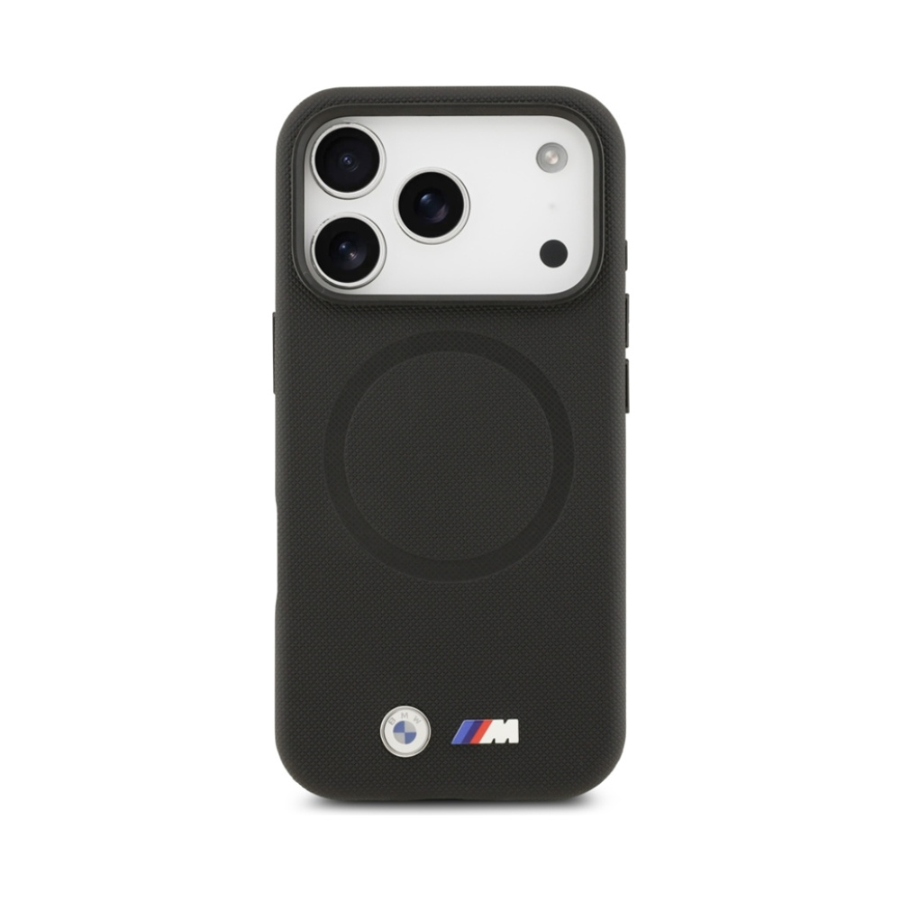 Coque iPhone 17 Pro Max BMW M FW Metal Logo MagSafe noire — visuel 3