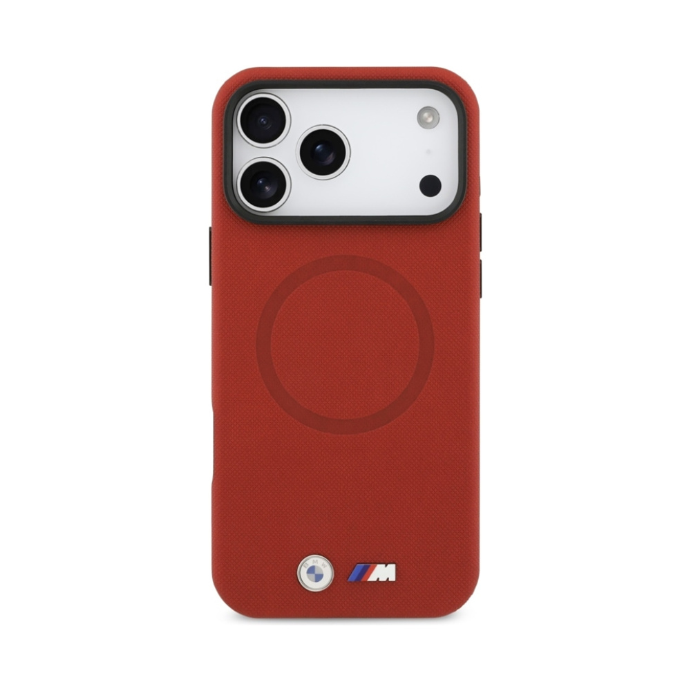 Coque iPhone 17 Pro Max BMW M FW Metal Logo MagSafe rouge — visuel 3