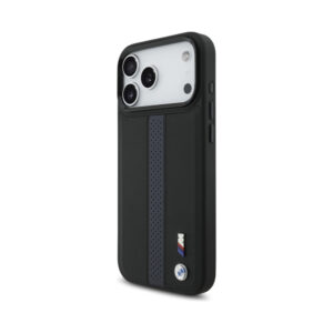 Coque iPhone 17 Pro Max BMW M Perforated Stripe Logo MagSafe bleue — visuel 2