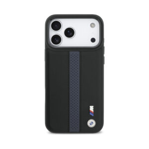 Coque iPhone 17 Pro Max BMW M Perforated Stripe Logo MagSafe bleue — visuel 3