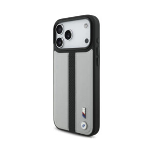 Coque iPhone 17 Pro Max BMW M Perforated Stripe Logo MagSafe grise — visuel 2