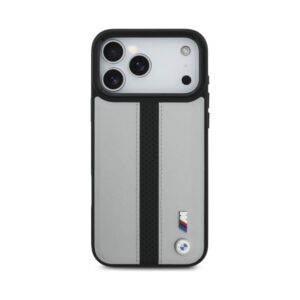 Coque iPhone 17 Pro Max BMW M Perforated Stripe Logo MagSafe grise — visuel 3