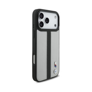 Coque iPhone 17 Pro Max BMW M Perforated Stripe Logo MagSafe grise — visuel 4