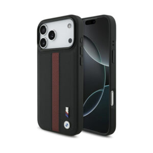Coque iPhone 17 Pro Max BMW M Perforated Stripe Logo MagSafe rouge