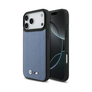 Coque iPhone 17 Pro Max BMW M Quilted Logo MagSafe bleue
