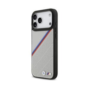 Coque iPhone 17 Pro Max BMW M Tricolor Metal Logo MagSafe grise — visuel 2