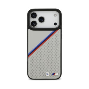 Coque iPhone 17 Pro Max BMW M Tricolor Metal Logo MagSafe grise — visuel 3